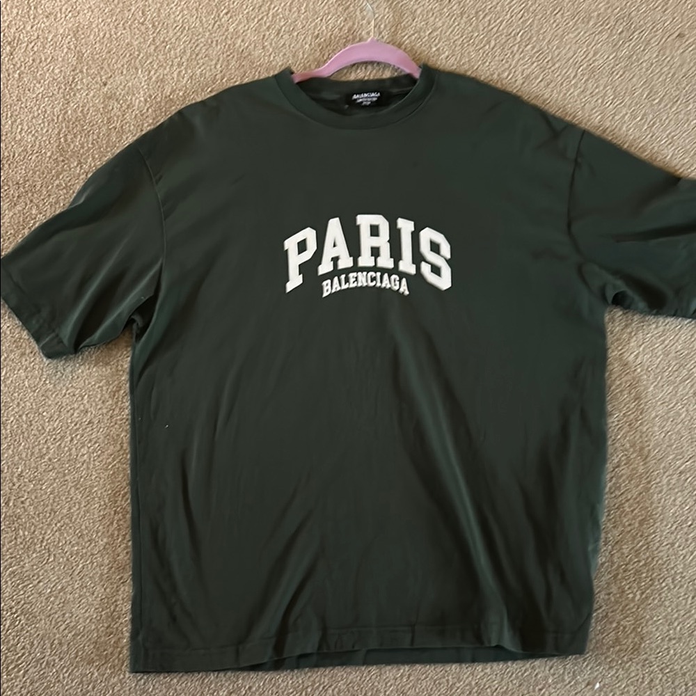 Balenciaga Green Short Sleeve Tee Paris Design
